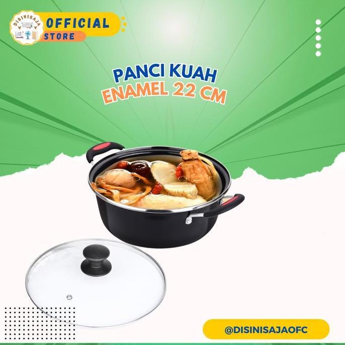 promo PANCI KUAH SAYUR WAJAN ANTI LENGKET Kuah Enamel Serbaguna 22CM terlaris
