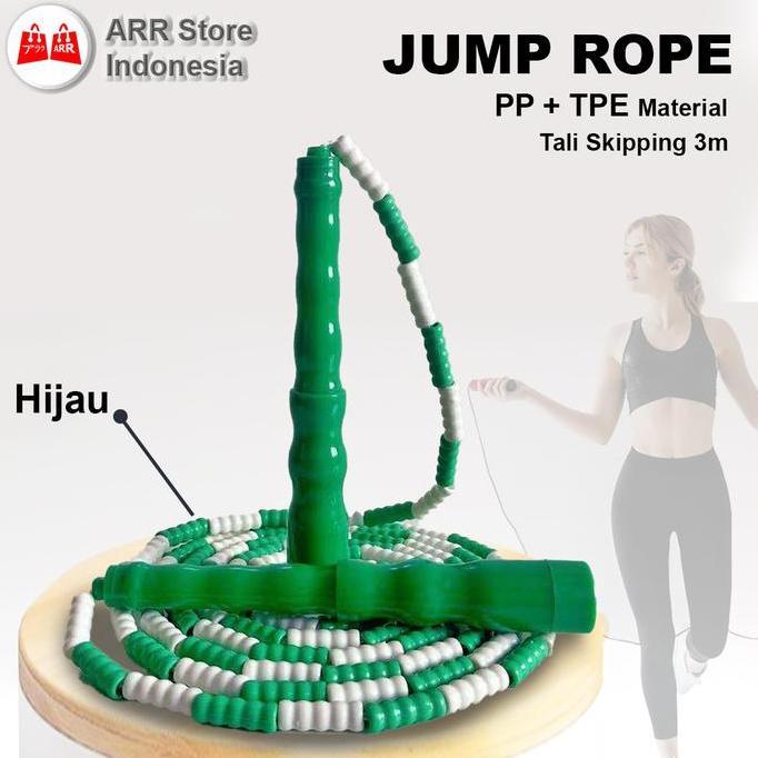 Lompat Tali Beaded Elevate Skipping Rope PP+TPE Tali 3m Hijau