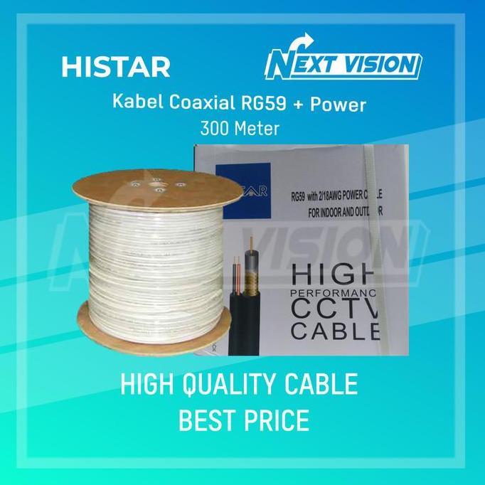 BEBAS ONGKIR - KABEL COAXIAL RG59 + POWER HISTAR 300 METER