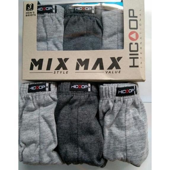 celana dalam pria hicoop 3in1 edisi warna abu M L XL