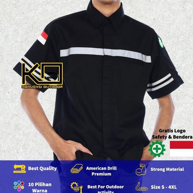 BAJU KEMEJA SAFETY WEARPACK K3 OUTDOOR PREMIUM LENGAN PENDEK Seragam Proyek Keren Pria Kerja Lapanga