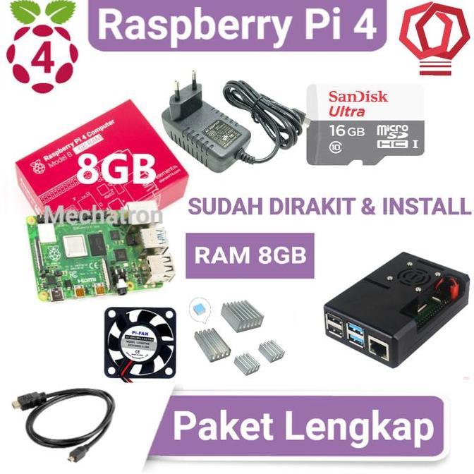 Raspberry Pi 4 model B 8GB Paket Lengkap Siap Pakai UK Pi4 8 GB