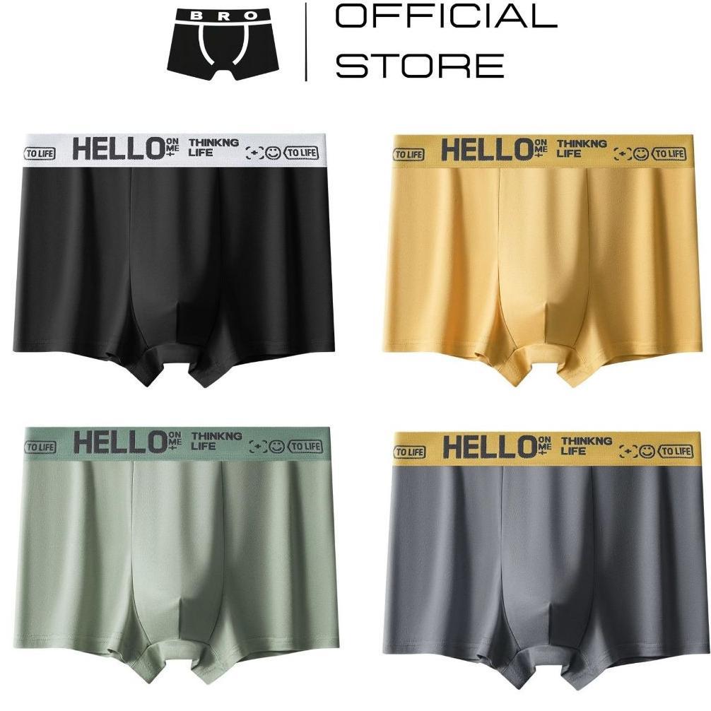 UNDERBRO Leonel PAKET 4 PCS Celana Dalam Boxer Pria Polyester Milk Silk