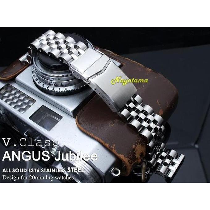 20mm Rantai MILTAT Angus Jubilee Straight End Solid Stainless Steel