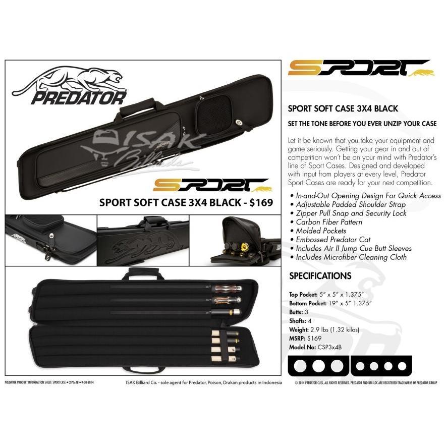 Hot Deals Big Promo Predator Blak 3X4 Soft Cue Case - Tas Stick Billiard Biliar 3B4S Stik