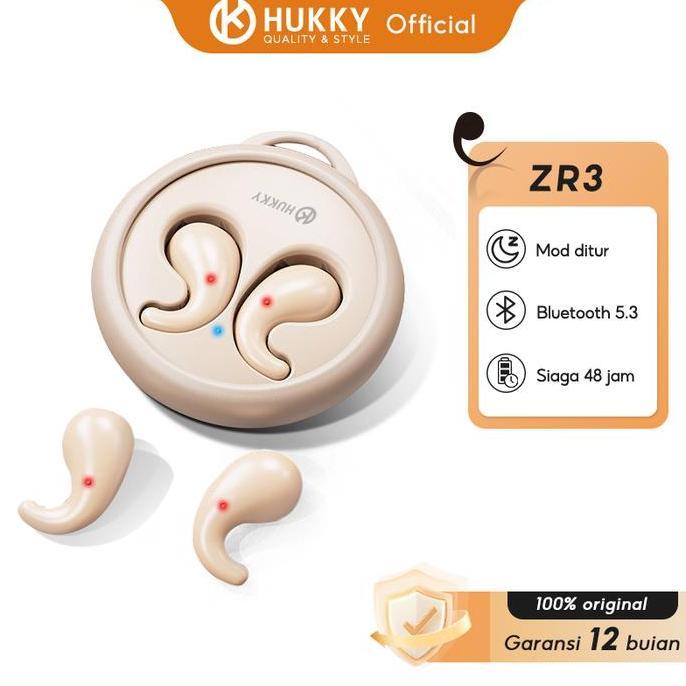 Promo HUKKY ZR3 Headset Bluetooth Earphones TWS Sleepbuds Mini Invisiable - Ponsel Bass Microphone, 