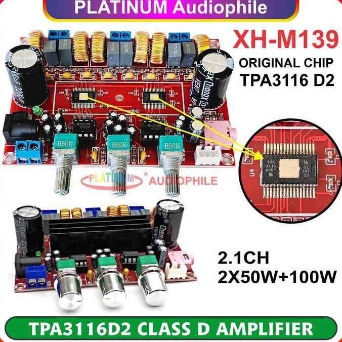 Promo TPA3116 Amplifier Class 2X 50W + 100W 2.1 CH Dual Chip 32pin TPA3116D2 Original XH-M139 Diskon