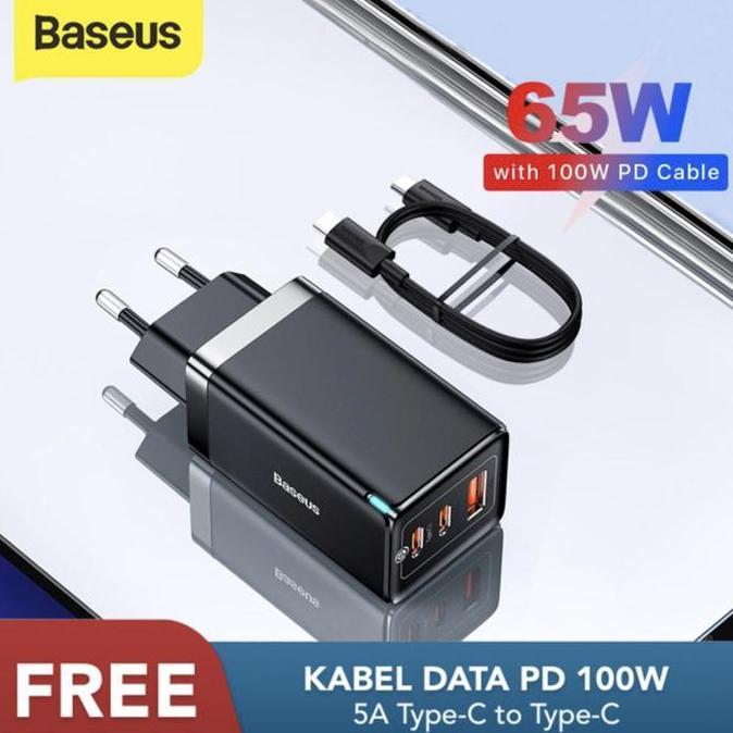 BASEUS GAN 5 PRO 65W FAST CHARGER 3 PORT POWER DELIVERY PD + USB 100W