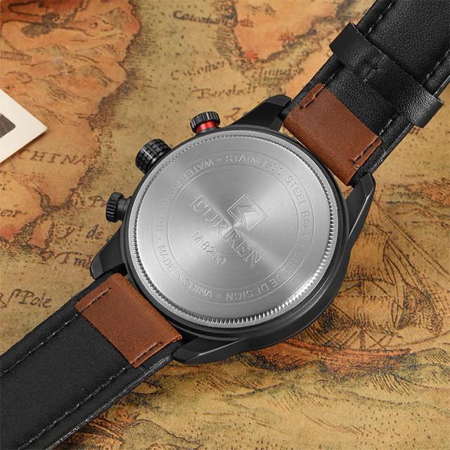 Curren 8250 Jam Tangan Pria Analog Tali Kulit Chronograph Tidak Aktif Currenos