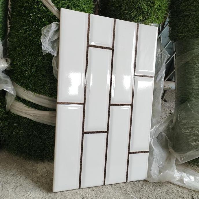 KERAMIK DINDING 25X40 glossy abu hitam marmer bata carara timbul 3D