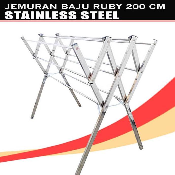 ORIGINAL (kargo) Jemuran Baju Stainless Steel Ru 200 cm dengan pipa besar READY STOCK