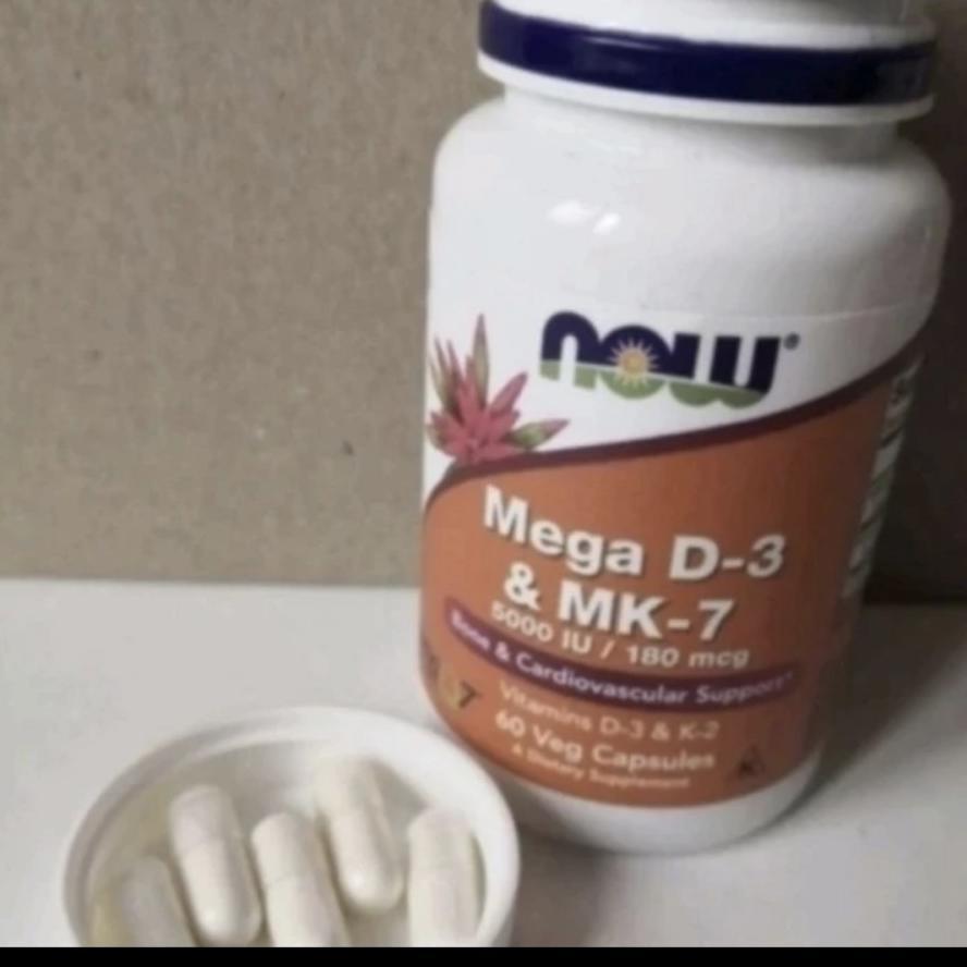 Now Foods Mega D-3 & Mk-7 180 Mcg (5000 Iu) 120 Capsules Halal D3 Mk7 Original