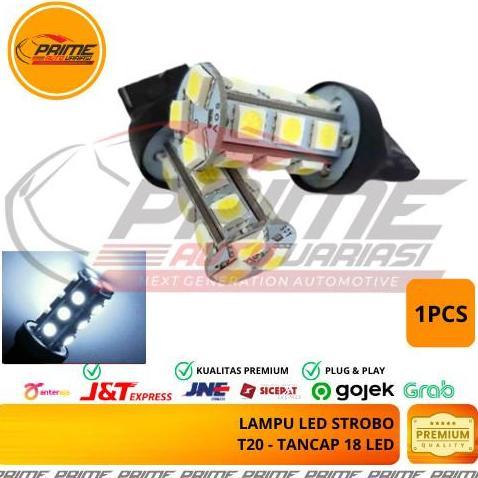 Ready LED REM T20 4 KAKI BLITZ 18 LED PUTIH Strobo Kedip Lampu Bohlam - 1pcs