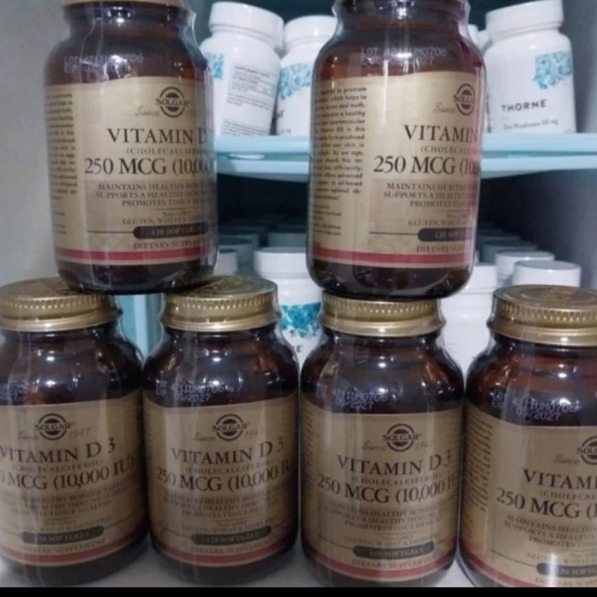 Solgar Usa Vitamin D3 (Cholecalciferol) 250 Mcg 10000 Iu 120 Softgels Exp ; May 2027 Original