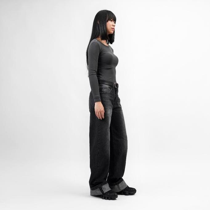 Amos de Nimes - Basica Women Wide Leg - Black Denim Jeans