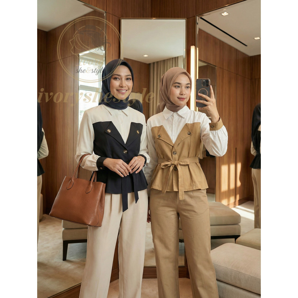 Ivory - Balea Top Atasan Blouse Korean Style Fashion Wanita Remaja Terlaris