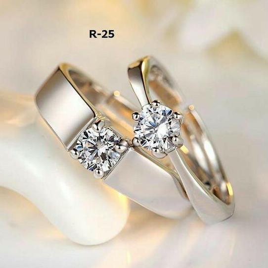 cincin tunangan/nikah/kawin sepasang/couple emas kuning/putih mas 75%