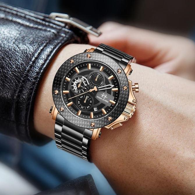 BERDOSS_BALIMAY - EVANS JAYDEN JAM TANGAN PRIA EJ 9842 RANTAI STAINLESS STEEL CHRONOGRAPH KACA SAPPH