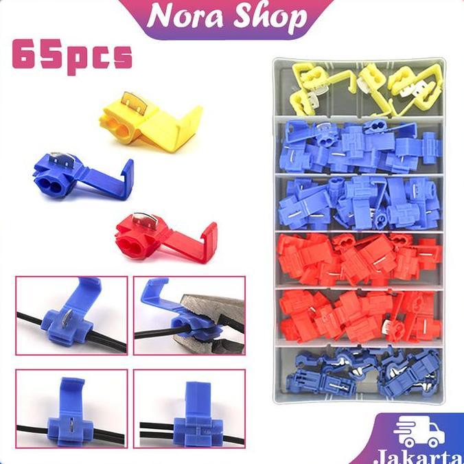 Sabarshopss - 65pcs Terminal Konektor Kabel Quick Cable Jumper Connector Terminal Konektor Klip Kabe