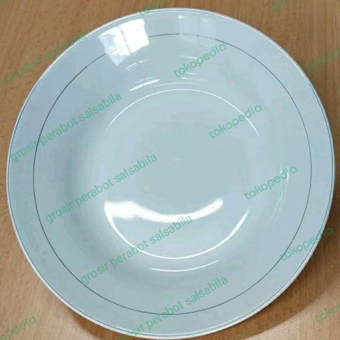 Gratong 1 Lusin Piring Makan Keramik Putih Lismas 9 Dim Sunbird