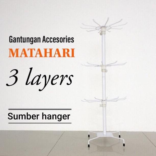 Rak Display Putar Matahari 3 susun | Display gantungan aksesoris