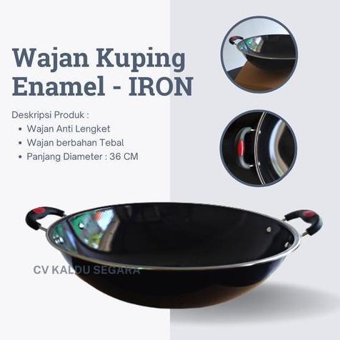 Premium Wajan Enamel Kuping Tebal Anti Karat Anti Lengket Wok