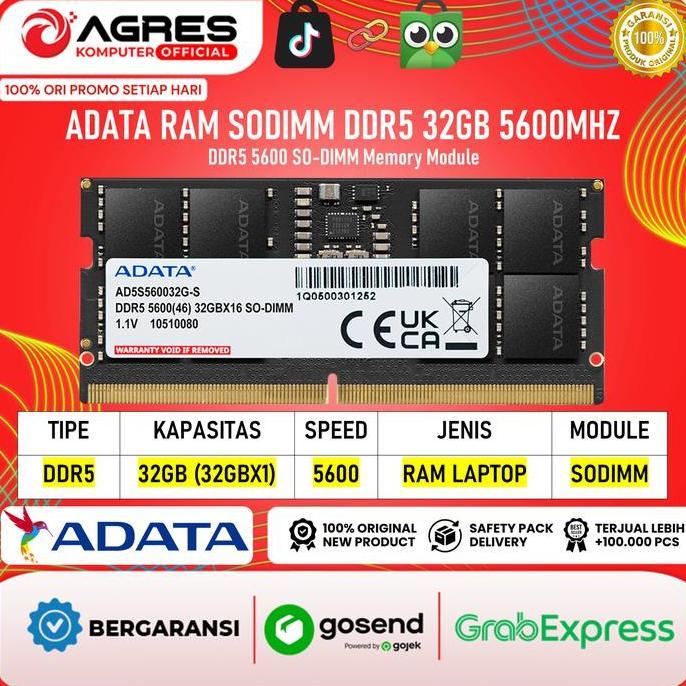 Rhqctwpn73- Adata Ram Sodimm Ddr5 32Gb 5600Mhz - Ram Laptop 32Gb - Ram Laptop Ddr5