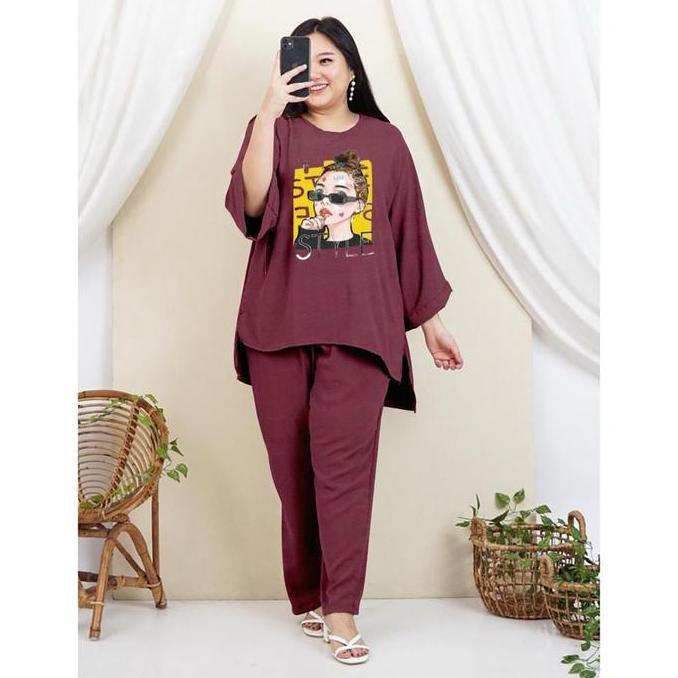 Girlfun- One Set Crinkle Wanita Jumbo Ld 120Cm - Ld 140Cm/Setelan Wanita Jumbo