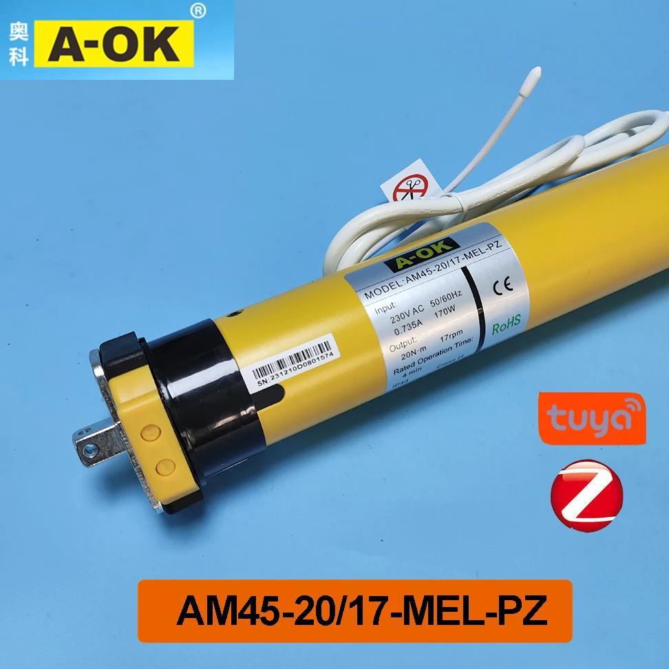A-OK AM45 20/17 Tuya Zigbee Smart Awning Blinds Tubular Motor,RF433 Control,for 50mm/55mm/65mm/70mm 