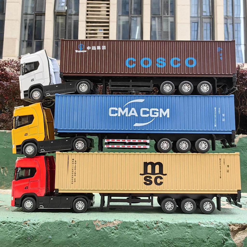 1/50 Simulation Large Truck Toy Car Model Alloy Diecast Transport Container Vehicle Car For Boy Gift