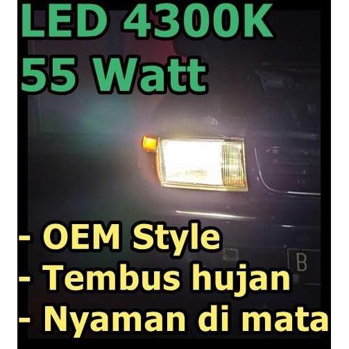 Termurah Lampu Led H4 / H11 / H16 4300K Kuning Warm White 55Watt All Season