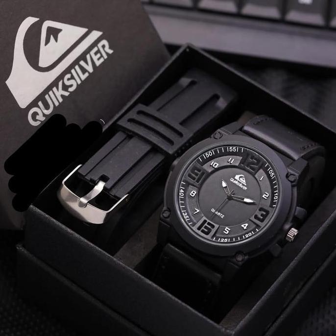 AFRANEKSOO - JAM TANGAN PRIA TALI KULIT QUIKSILVER FREE STRAP RUBBER BOX JAM TANGAN