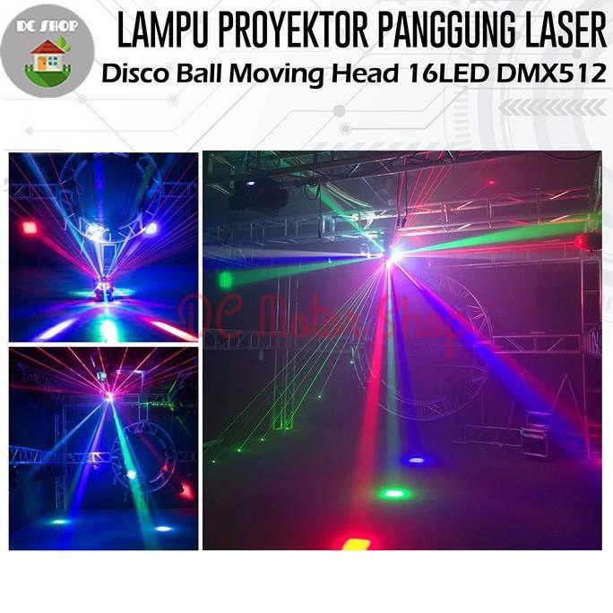 Lampu Proyektor Panggung Laser Disco Ball Moving Head 16Led Dmx512