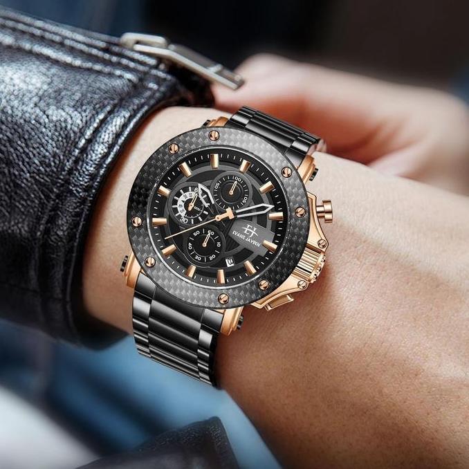 AFRANEKSOO - EVANS JAYDEN JAM TANGAN PRIA EJ 9842 RANTAI STAINLESS STEEL CHRONOGRAPH KACA SAPPHIRE W