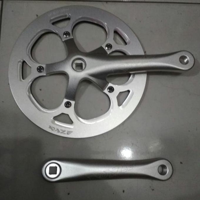 Promo single crank sepeda lipat RAZE 54t silver BB kotak Diskon