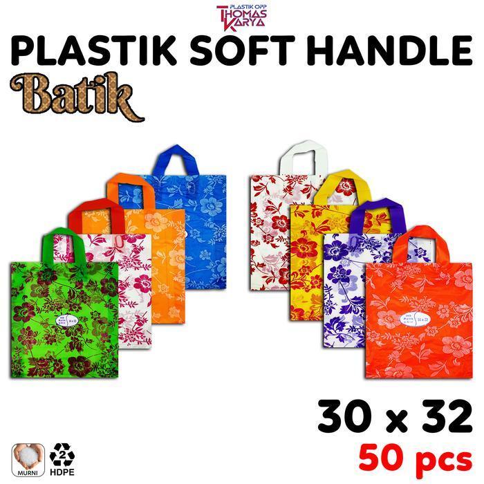 Plastik Hajatan 30X32 Motif Batik Isi 50 Tas Kantong Syukuran Soft Handle Bingkisan Hidangan Snack U