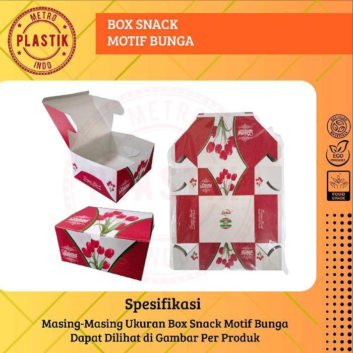 25Pcs Box Snack Dus Kue Motif Bunga 12X12 12X14 12X16 / Dus Kotak Kue Roti Motif Bunga 12 X 12 / 12 