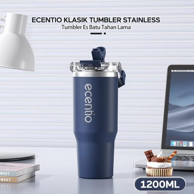 Baru- Ecentio Botol Minum Stainless Steel 1200Ml Termos Tahan Panas Dingin 24 Jam Kapasitas Besar Ou