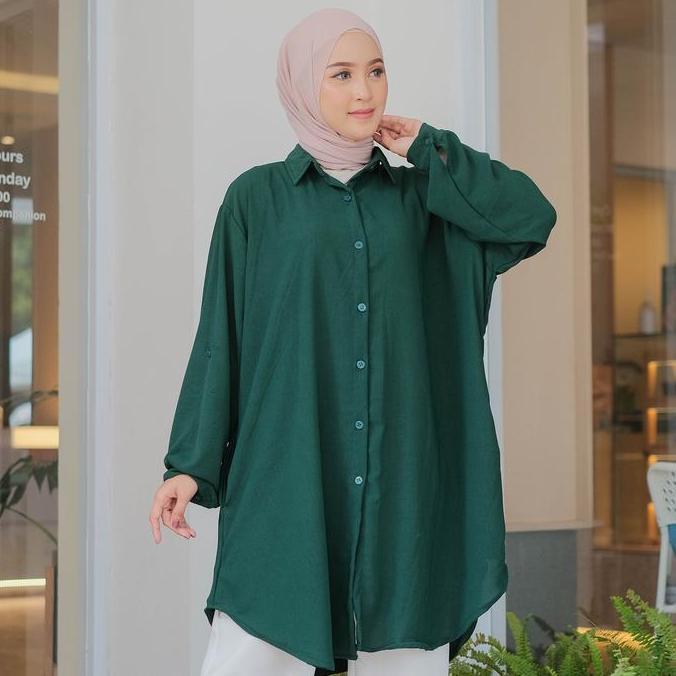 Newrelig- Tunik Jumbo Ld 140 130 120 110 Crinkle Airflow Premium Atasan Muslim Panjang Wanita Polos 