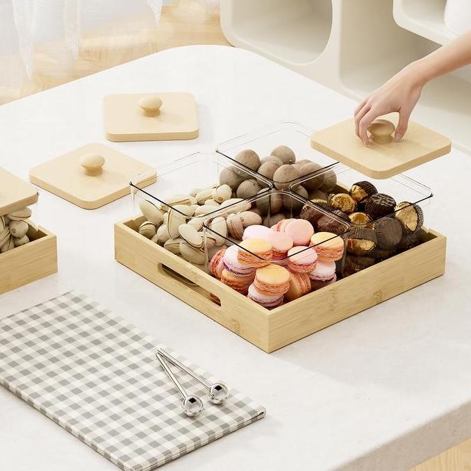 Toples Set Nampan Desain Kayu Aestetic Toples Lebaran Minimalis Set Nampan Toples Penyimpanan Makana