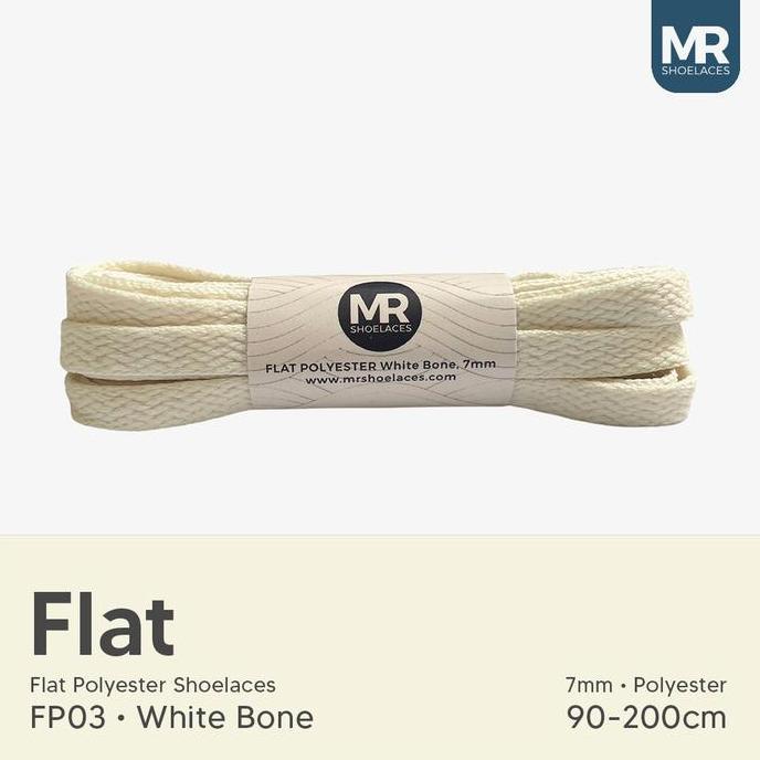Keren- Mr Shoelaces Fp03 Putih Tulang Tali Sepatu Pipih Flat 7Mm 90Cm-200Cm
