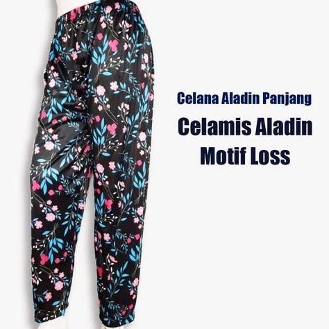 DA73 >> Celamis Motif Los 2pcs Bahan Hyget Celana Panjang Kulot Nyaman Tidur Lembut Melar Celana Kul