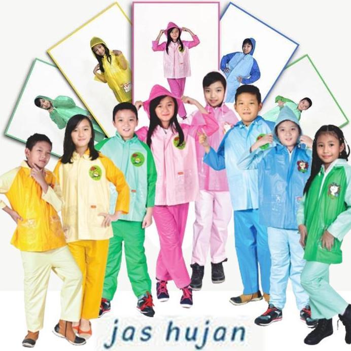 Jas Hujan Anak Anak Perempuan Laki Usia 4-7 Tahun One Set Jaket Celana