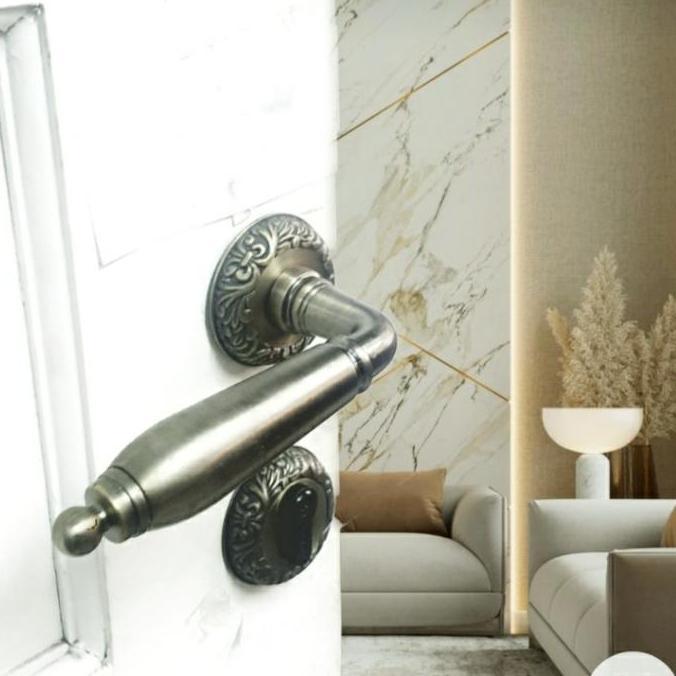 Handle gagang pintu kayu classic ukir antik brass