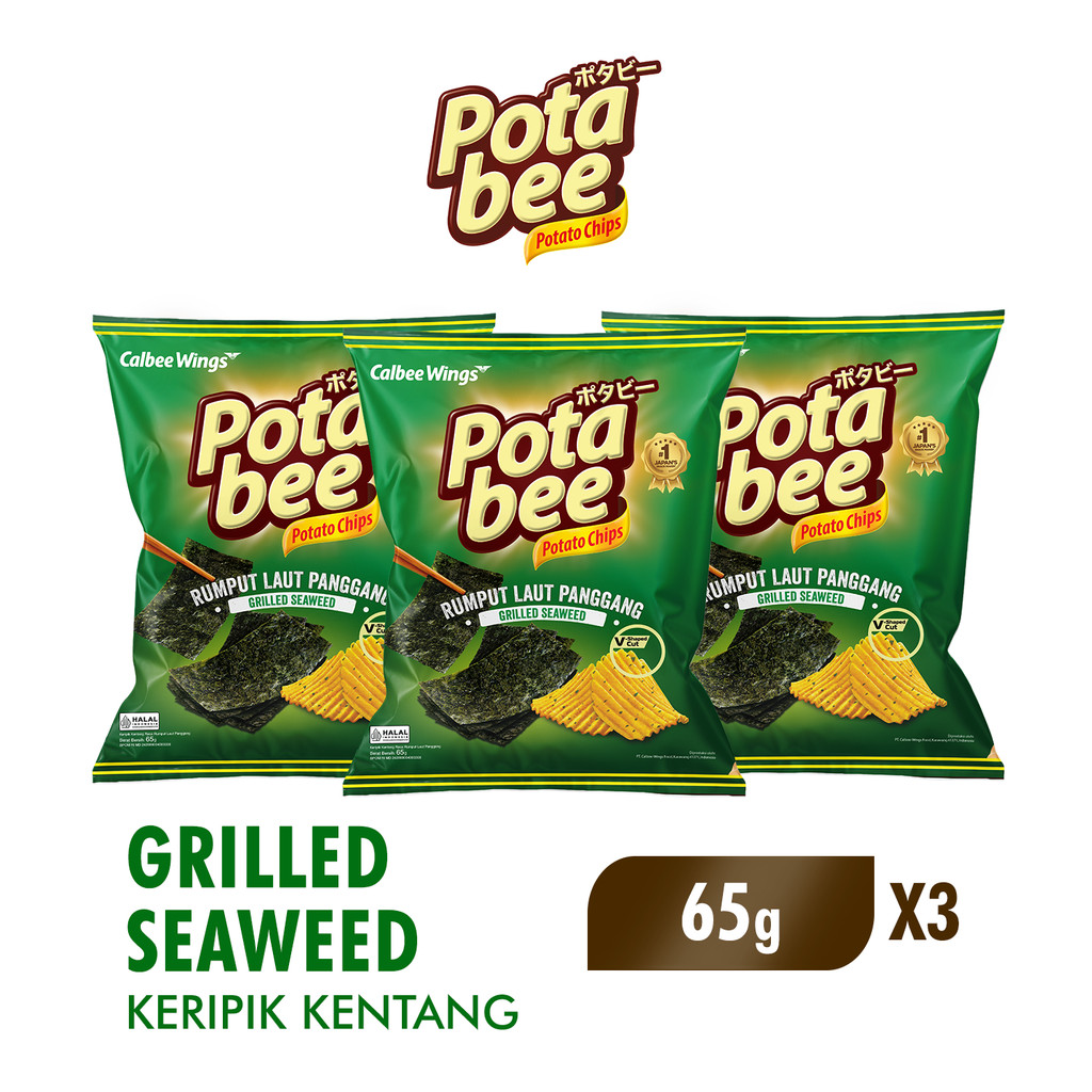 Potabee Keripik Kentang Grilled Seaweed 65 gr x3