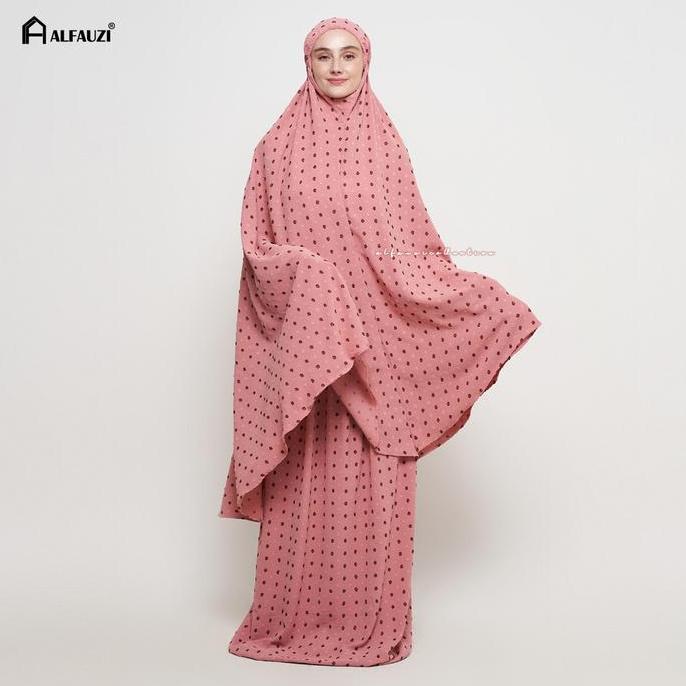 alfauzi - Mukena Dewasa Crinkle Dot TwoTone uragiri Airflow Premium Pouch Panjang Variasi Bawahan Le