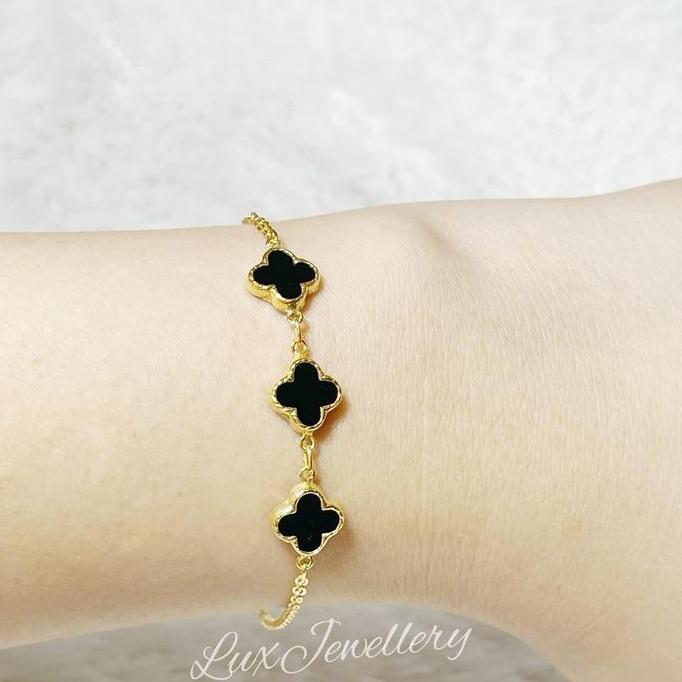Acckita- Gelang Wanita Nori Flower Black Rantai Medan 2 Gram