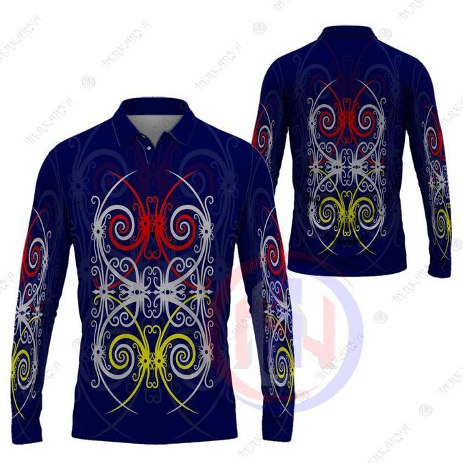 Kaos Polo Pria Motif Batik Kalimantan Jersey Batik Kalimantan Jersey Dayak Kalimantan Baju Atasan Ke