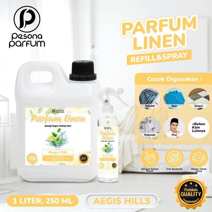 Promo Paket Bundling 1 Liter Linen Spray Refill  Anti Bacterial + Botol Spray Kosong  250 ml Wangi S