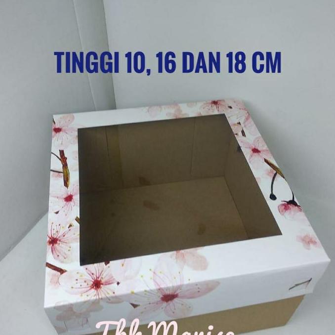 Thebest- Box Kue Cherry Blossom Mika 25x25cm / Dus Kue / Kotak Kue / Cake Box